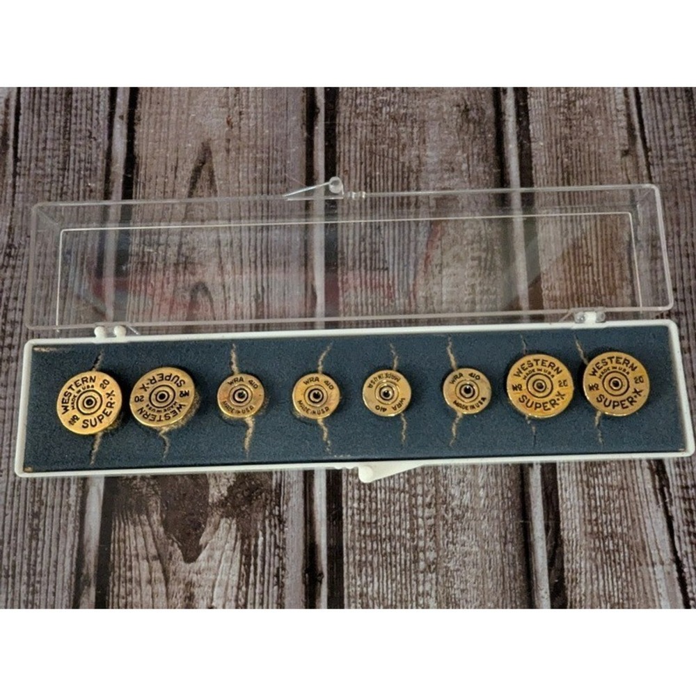 RARE Vintage set Winchester Western Super X Bullet Head Buttons‎ New in Box